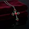 Vintage Gothic Rose Crucifix Necklace with Heart Pendant  Victorian Jewelry for Women Men Adjustable Neckchain