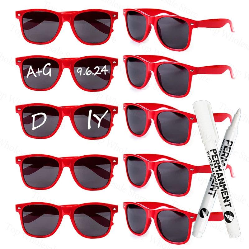 12-100 Pcs Wedding Personalized Sunglasses Bulk Custom Sunglasses with Paint Pens for Adult DIY Birthday Wedding Party Favors 5