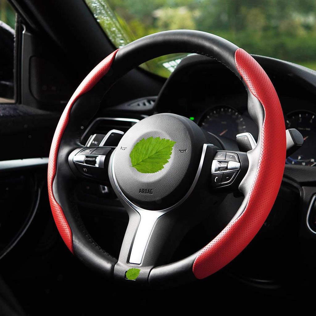 "Ultra-Thin Nappa Perforated Clip-On Steering Wheel Cover: Warm in Winter, Cool in Summer, Non-Slip Design"