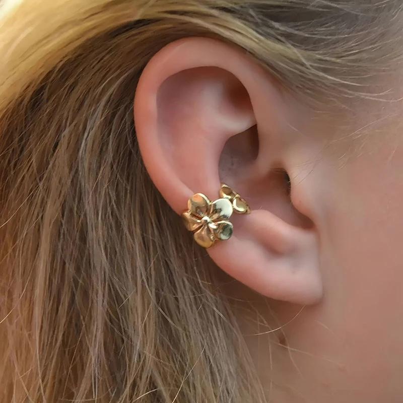Vintage Metal Flower Ear Cuff Ear Wrap Elegent Ear Cuff Flower Ear Clip Stackable Women s Accessories Gift for Her Daily Wear
