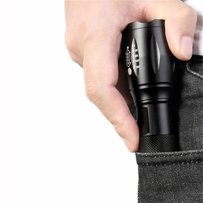 T6 Strong Light Flashlight LED Aluminum Alloy Telescopic Zoom Battery Version Outdoor Searchlight Remote Flashlight