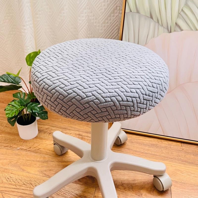 1PC Elastic Bar Round Stool Cover Thickened Stretchable Round Chair Cover Solid Color Washable Stool Cushion Cover