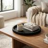 Moderner schwarzer runder Silikontablett Kaffeetisch-Mittelstück Minimalistische Wohnkultur Organizer für Parfüm-Auslage Kaffeebar