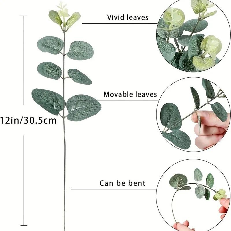 10/20Pcs Eucalyptus Leaves Fake Grass Festival Decoration Outdoor Home Room Wedding Decor Flowers Wreath DIY Artificial Plants