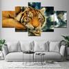 A Lying Tiger Animal Poster 5 Piece Wallpapers Art Canvas Print Modern Poster Modular Art Painting for Living Room Home Decor