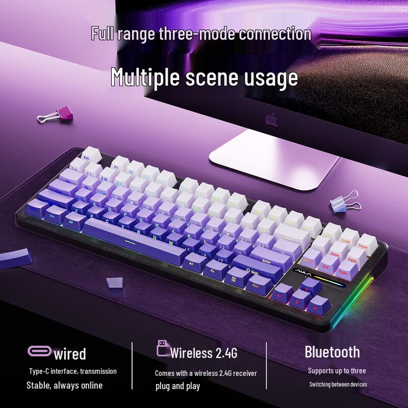 AULA L87 87-Key Tri-Mode Hot-Swappable RGB Mechanical Keyboard