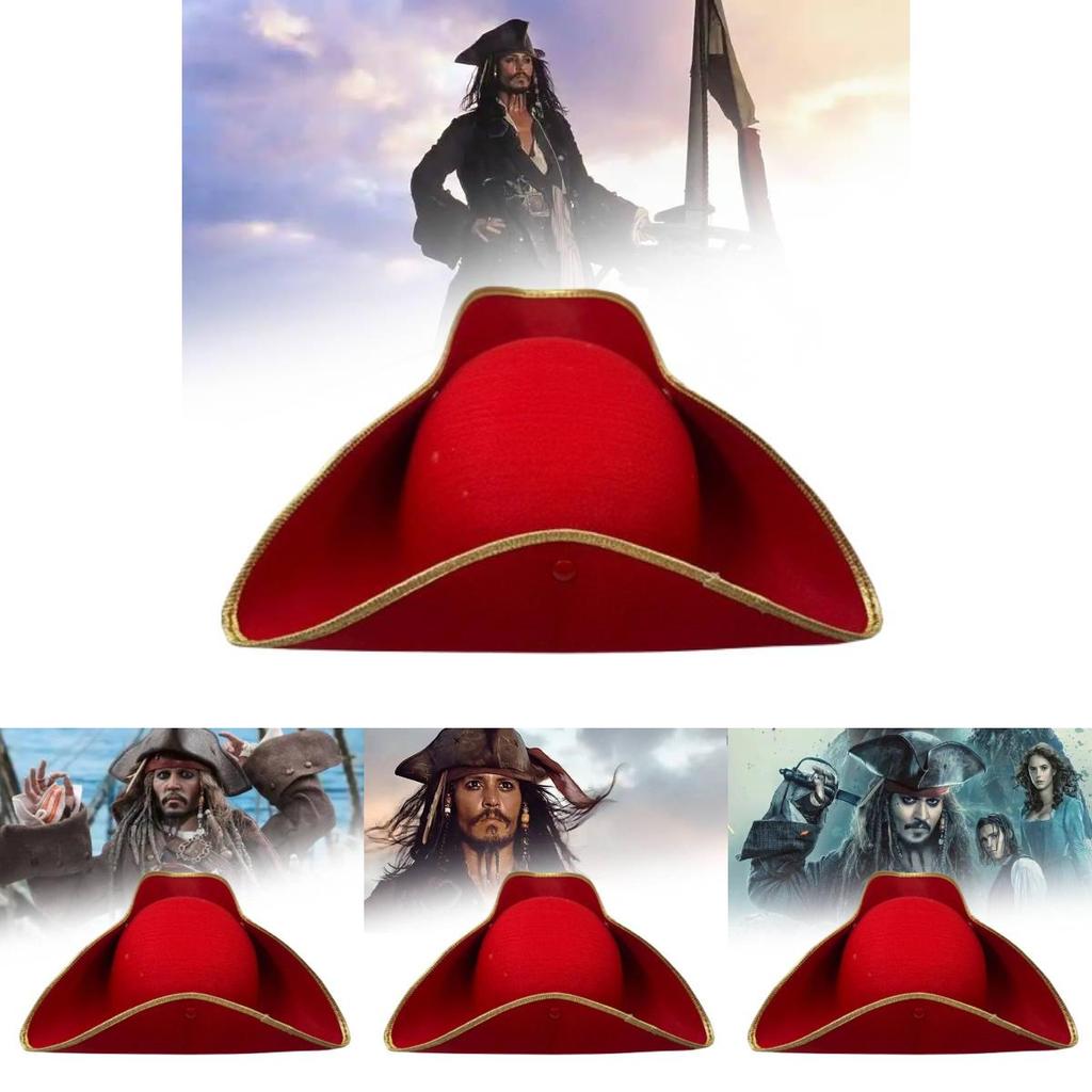 Stylish Red Pirate Captain Hat Cosplay Costume Accessory For Halloween Parties And Events