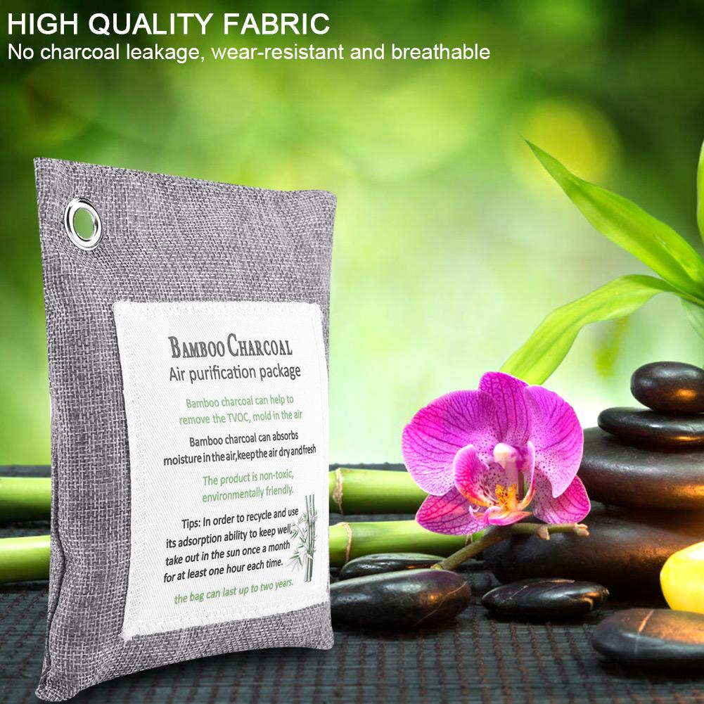 8 Couleurs   Sac Purifiant Charbon Actif Bambou Purificateur d'Odeur Désodorisant Voiture Gris