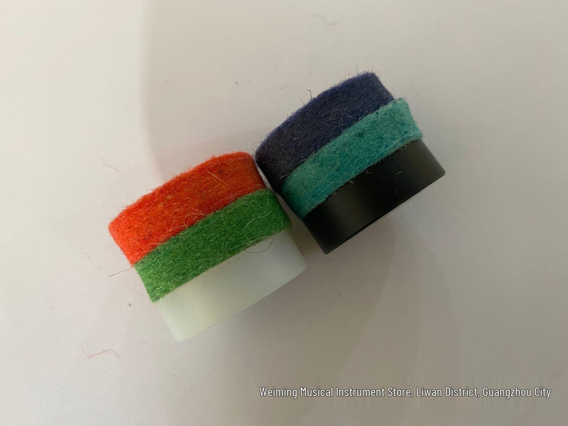 WSmith Cymbal Silencer: Felt Pad & Rubber Shock Absorber with Cover & Cap Holder. Orange Felt + Green Felt + White Rubber Base