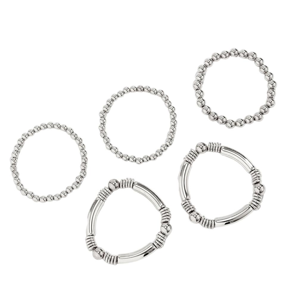 Pack of 5 Adjustable Metal Bracelet Set Stackable Wrist Jewelry Versatile Handchain For Casual and Formal Event