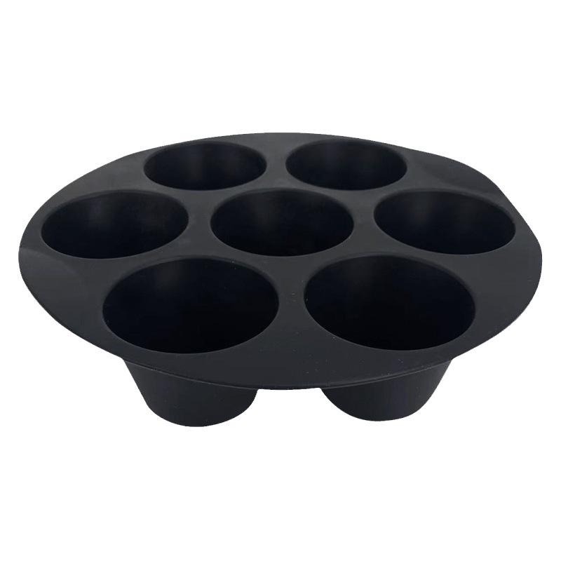 7-Hole Silicone Cake Mold & Muffin Cups - Air Fryer Accessories, Baking Tools Bestseller Black 7-inch 7-hole cake mold