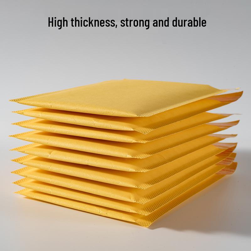 Yellow Kraft Bubble Mailer: Waterproof, Shockproof Clothing Express Bag & Foam Envelope for Secure Logistics Packaging.