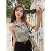 Plus Size Backless Denim Halter Vest Top for Women - Summer Slim Fit