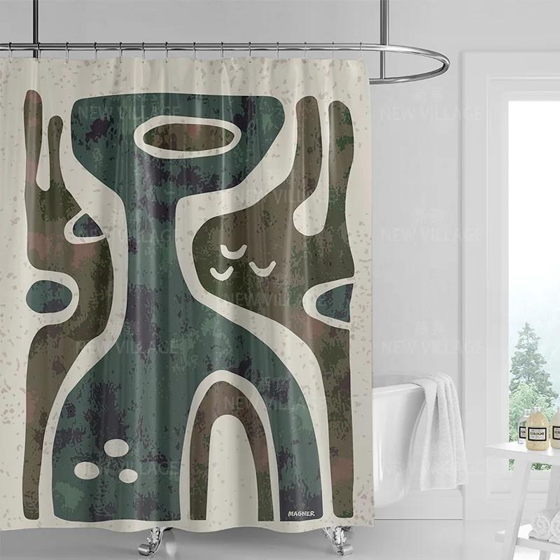Abstrakcyjna Zasłona Prysznicowa z Graffiti Można Prać w Pralce Odporna na Wycieranie Nordycka Dekoracyjna Zasłona Prysznicowa do Rodzinnej Łazienki 180x200