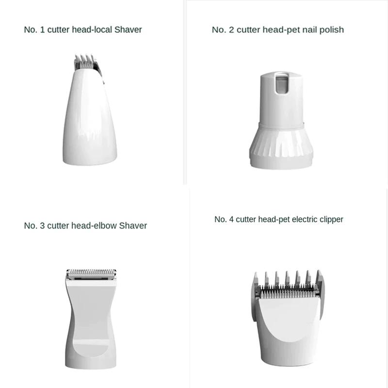 4-in-1 Haustierpflege-Set mit 4 verschiedenen Klingen, geräuscharmer, wiederaufladbarer und kabelloser Hundehaartrimmer mit Sicherheitsfunktion.