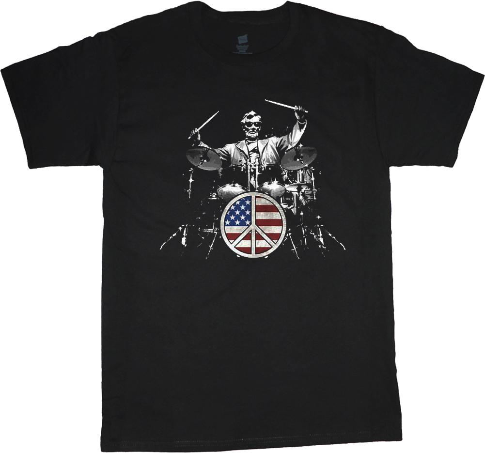 Abraham Lincoln drum set t-shirt drummer drum set tee shirt mens black tshirt L