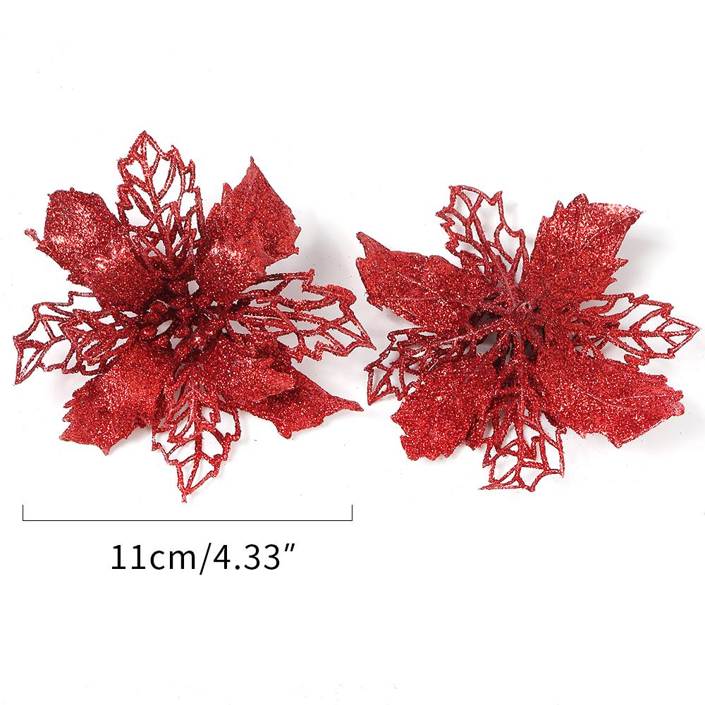 5/10 Stück Weihnachtsdekoration Künstliche Blumen 11CM Weihnachtsbaum Anhänger Ornamente für Heimdeko Navidad Neujahr 2026 Girlande
