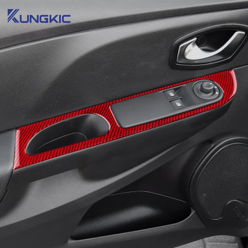 Real Soft Carbon Fiber Sticker For Renault Clio 4 2013 2014 2015 2016 2017 2018 LHD RHD Car Front Window Button Inner Outer Trim