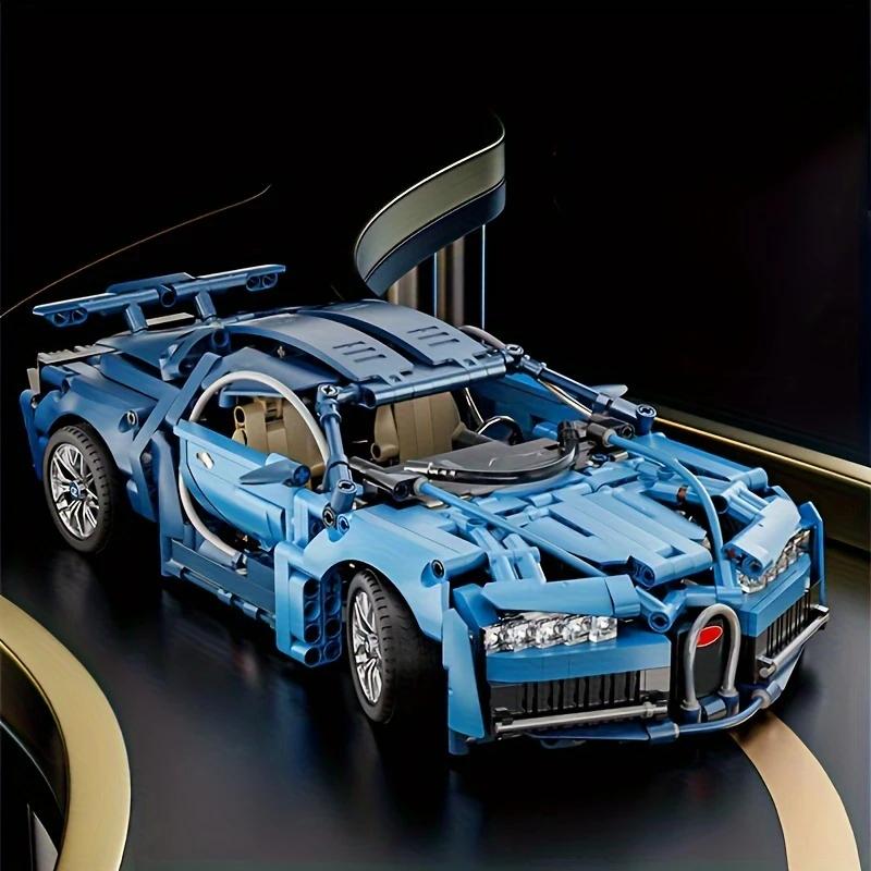 Non-Toxic 1690-Piece High-End Sports Car Assembly Set Blue Uses Abs Materials And Blue Colors Suitable For Living Room And Bedroom Decor