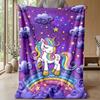 Unicorn Rainbow Stars Theme Blanket Lightweight Warm Flannel Blanket Decorative Throw Blanket for Home Decoration