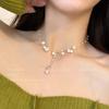 Gentle Temperament Versatile Pearl Fringed Necklace Women'S Retro French High-End Design Sense Collarbone Chain