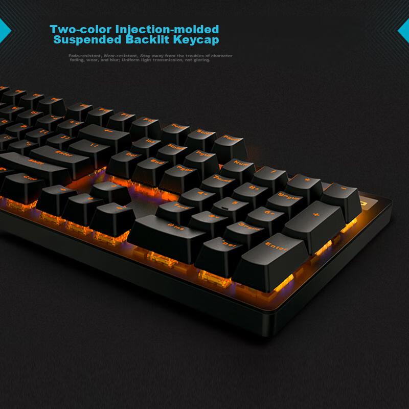 Rapoo V500PRO Single Backlit Mechanical Keyboard, Wired Full-Size Gaming And Office Keyboard for Laptop, 104 Keys, Anti-Ghosting, Red Switches