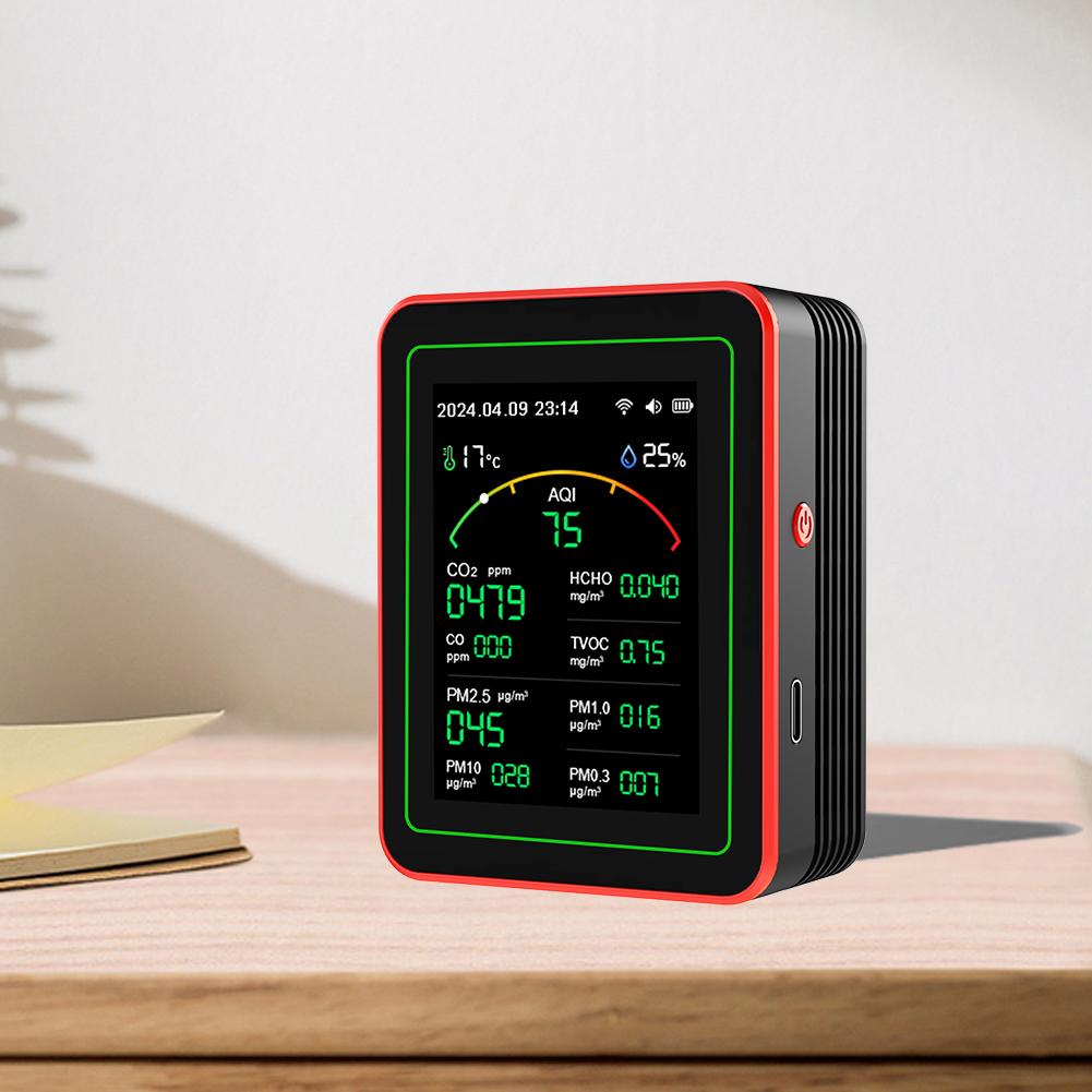 15-in-1 Air Quality Monitor PM2.5 PM10 CO CO2 TVOC HCHO AQI Tester 2.8inch TFT Color Screen CO2 Formaldehyde Detector for Indoor