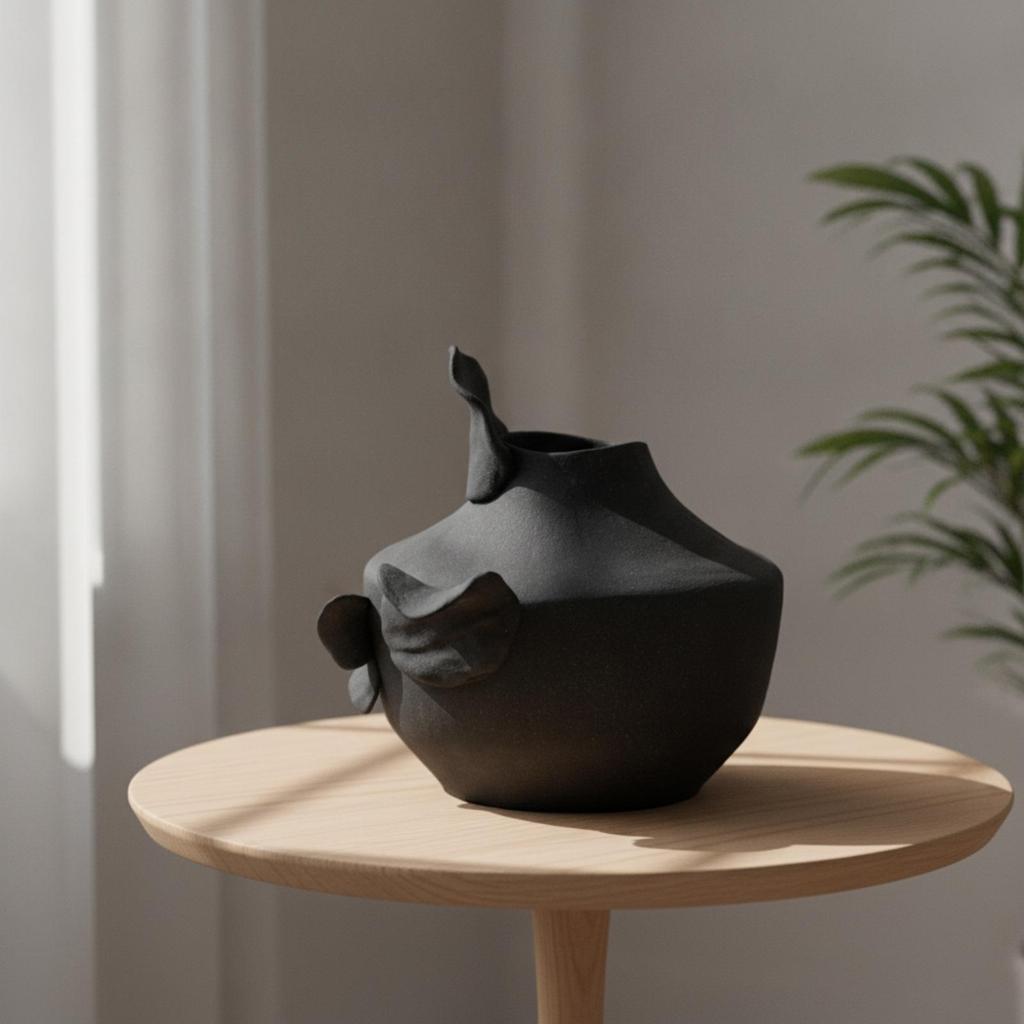 Ceramic Vase Matte Artistic Minimalist Vessel for Living Room