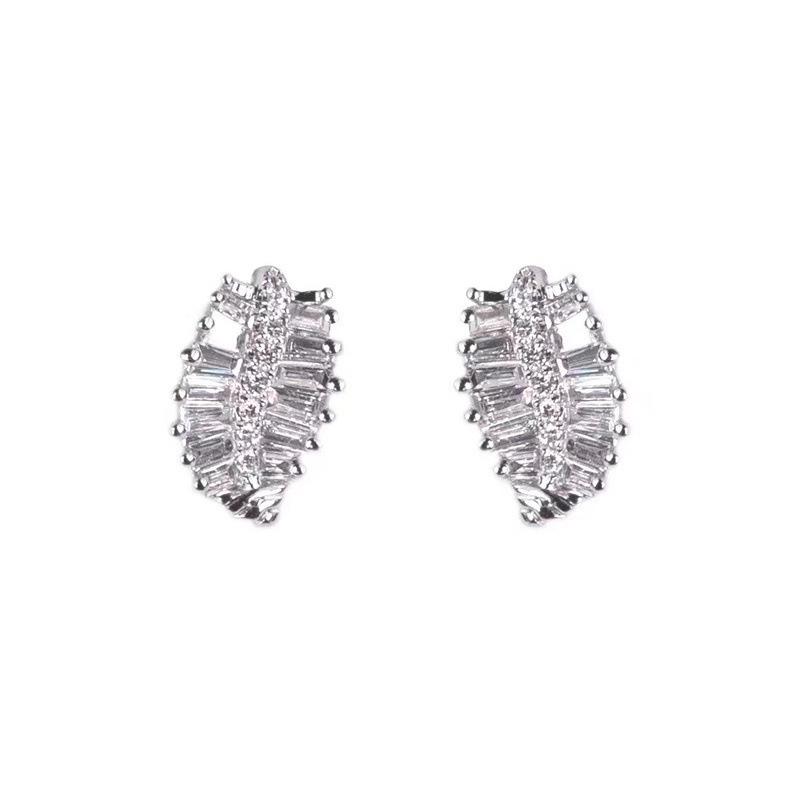 Elegant Three-Piece Diamond Leaf Set - Chic Korean Design, Perfect Gift for Trendsetters