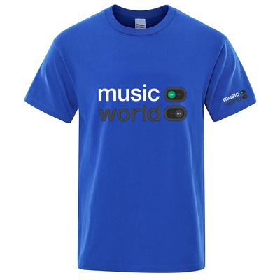 100 Cotton Music World Tshirt Casual Soft Fitness Summer Thin Top Unisexs Clothes ONeck Short Sleeve Solid Color T Shirt
