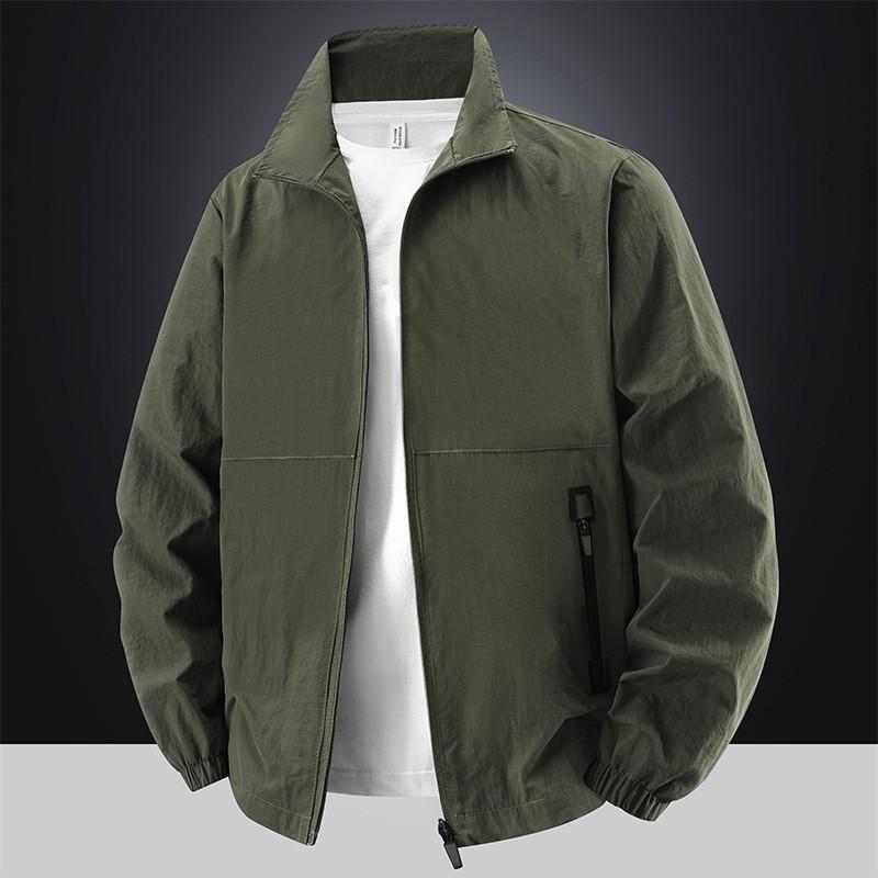 Giacca a vento leggera da uomo con colletto alla coreana, autunnale, casual, sportiva, vestibilità ampia