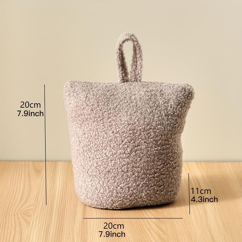 1pc Plush Doorstop with Integrated Sandbag Soft Beige Gray Fluffy Fabric, Non-Electric, Ideal for Home, Bedroom, Office Decor, Door Stopper for Door