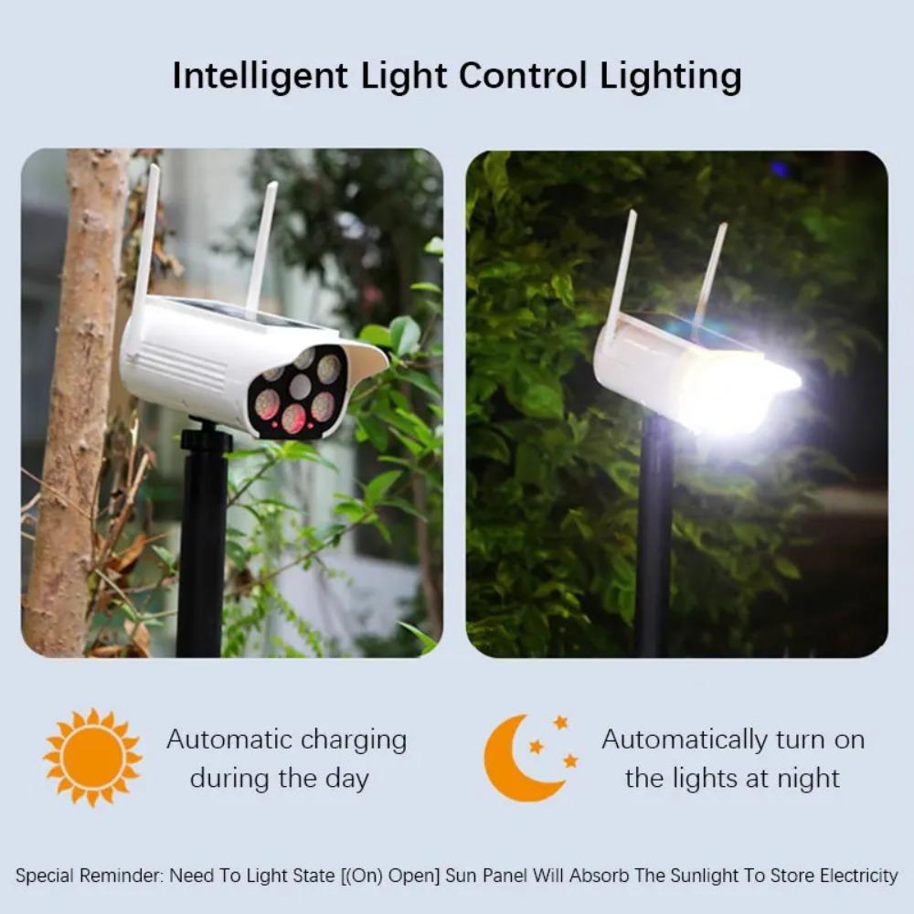 Ground Spike Solar Motion Sensor Light, 360° Rotating Outdoor Garden Light, 3 Modes Security Light with Dummy Camera & USB Dual