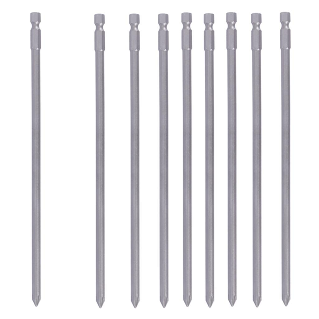 [in stock] 9Pcs 1/4 Inch 200Mm Ph1 Ph2 Magnetic Long Hex Head Screwdriver Bits S2 Electric Drill Power Driver Tools