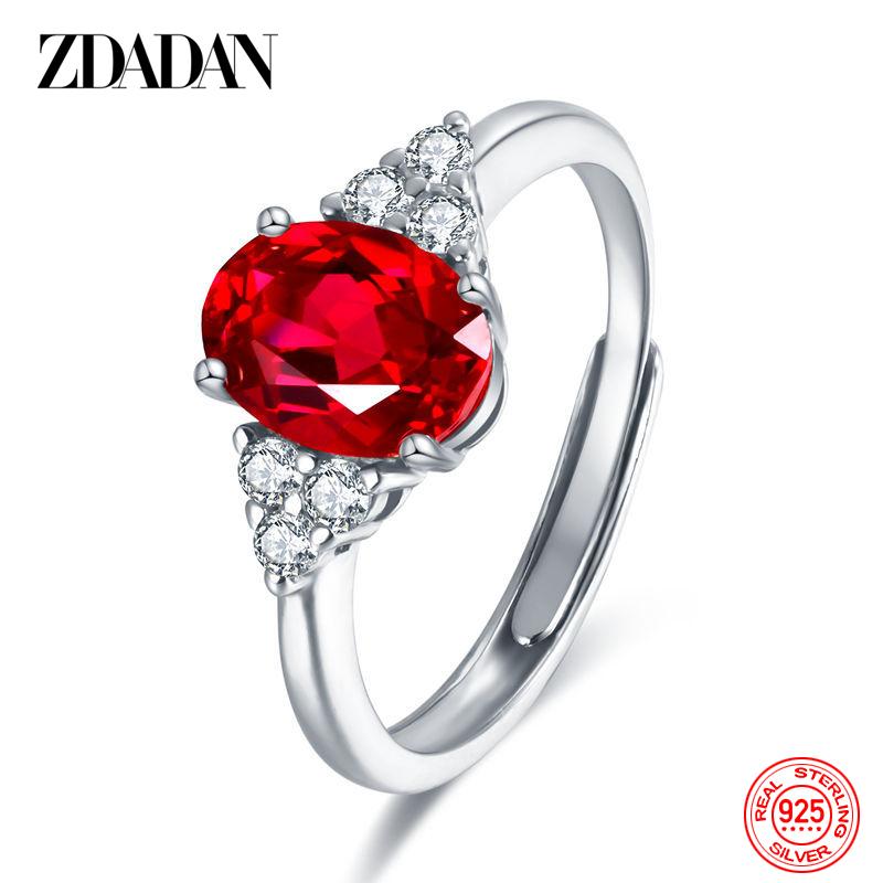 925 Silver Round Sapphire Ring for Women Fashion Wedding Jewelry