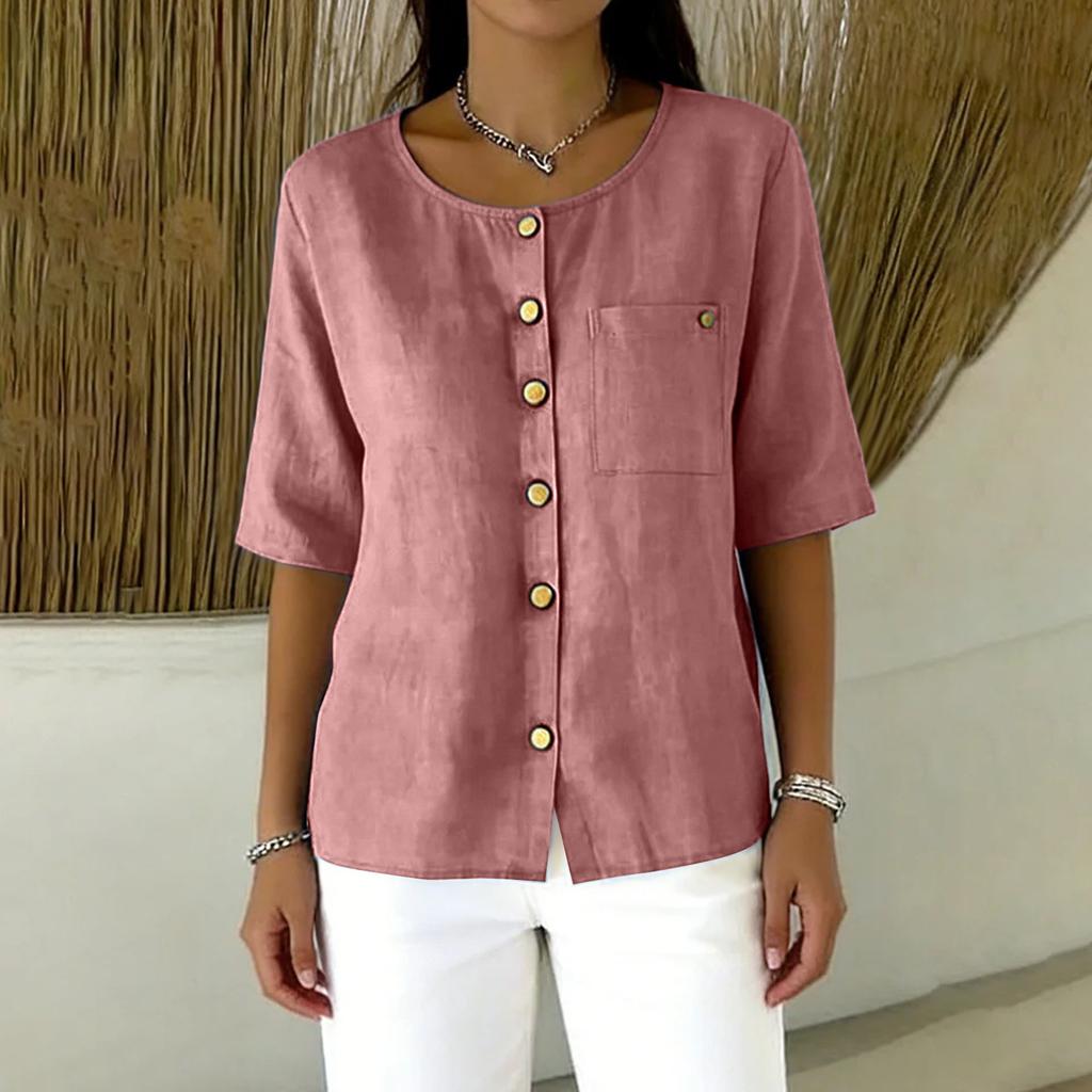 Women's Fashionable Shirt: Casual And Elegant Boho Color Button-Down Top