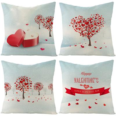 Polyester Valentine's Day Pillow Cover Home Love Tree Series Pillow Cover Square Sofa Cushion Cover