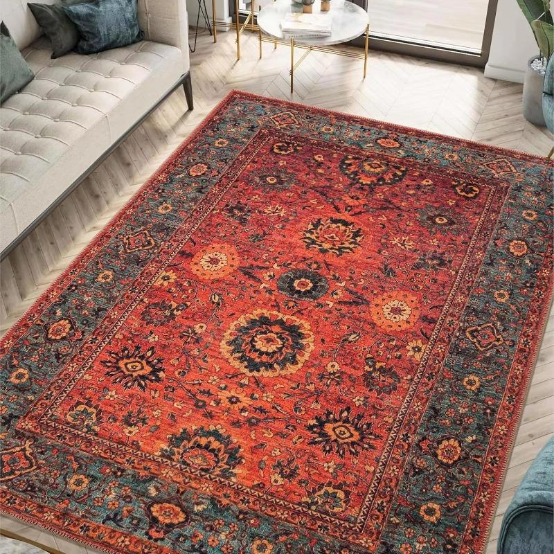 Tapis Rouges Style Turc Tapis Style Classique Tapis de Salon Antidérapant Tapis Populaire Moderne Tapis Style Ottoman Tapis Bohème Paillasson
