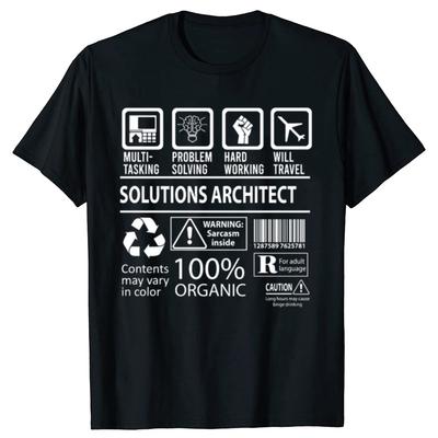 Lustige Solutions Architect Grafik T-Shirts Herren Damenmode Lässiges T-Shirt 100% Baumwolle Locker Übergroß Vater Papa T-Shirt