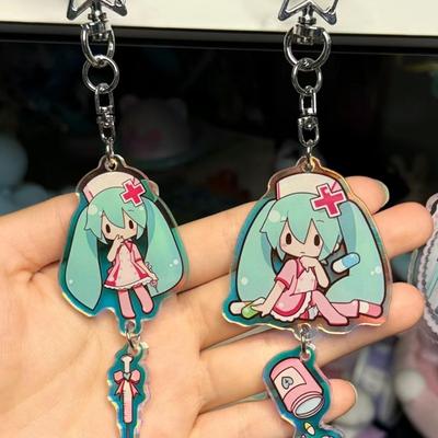 Cute Hatsune Miku Keychain Anime Peripheral Cartoon Backpack Pendant Decoration Toy Kawaii Girly Heart Gift for Friends Birthday