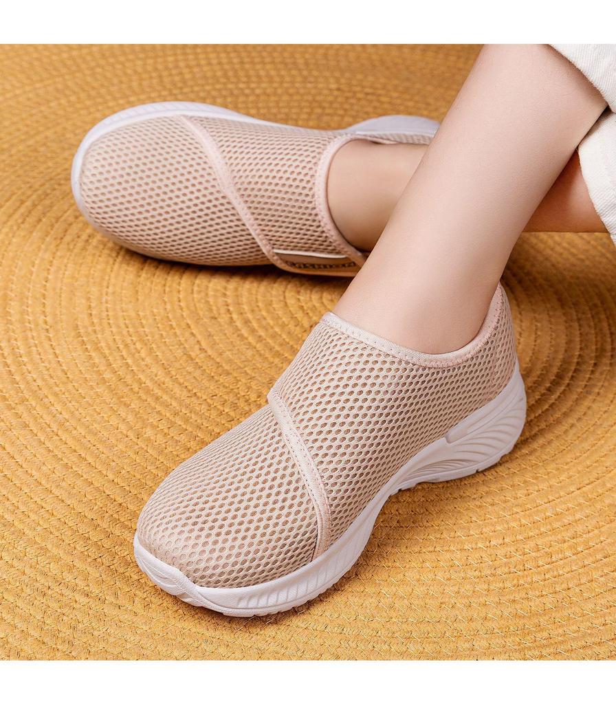 Damskie siatkowe buty na rzepy, wsuwane, do chodzenia - Lekkie, przewiewne, codzienne, wiosenne, dla mam