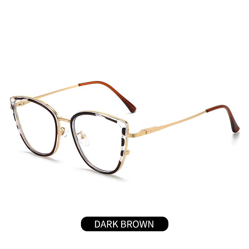 New trendy cat eye glasses frame European and American color-changing anti-blue glasses fashionable personalized flat glasses