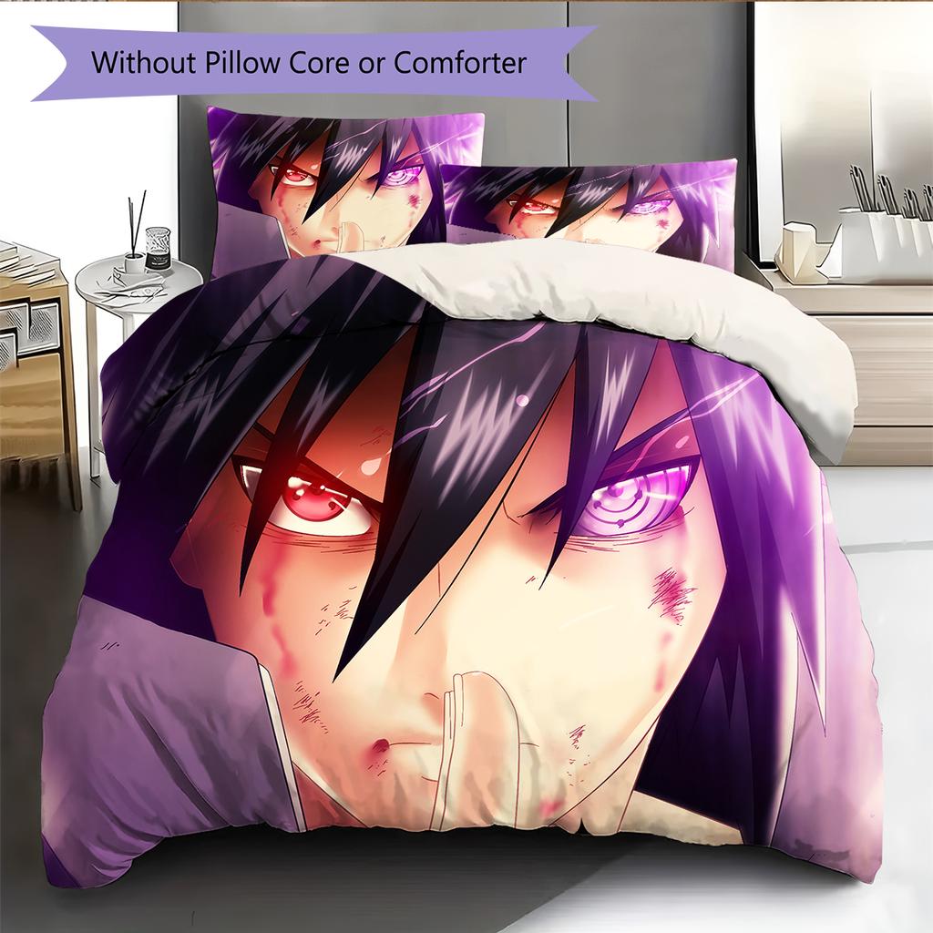 Sasuke Uchiha Pattern Bedding Home Decoration Birthday Gift (1 * duvet cover + 2 * pillowcase, without core)