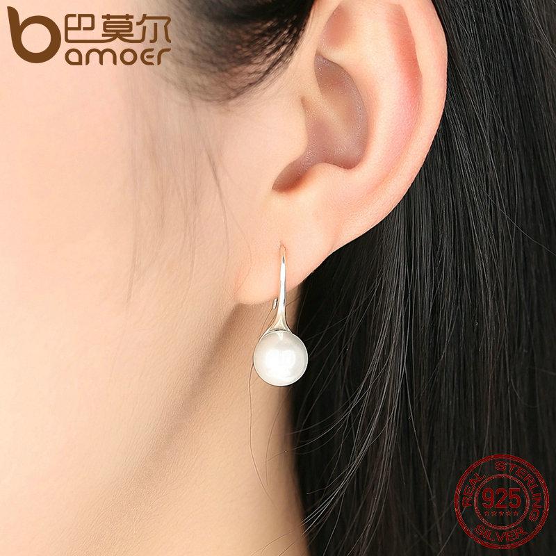 Orecchini Pendenti Con Perle D'Acqua Dolce In Argento 925 – 8 Mm, Vere Perle Coltivate, Ipoallergenici, Regalo Per Donna, Confezione Regalo