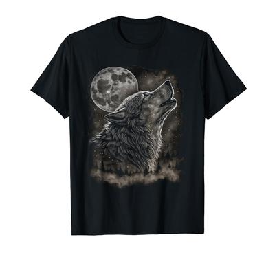 Wolf Heulen im Mond Wolf Wildtier T-Shirt