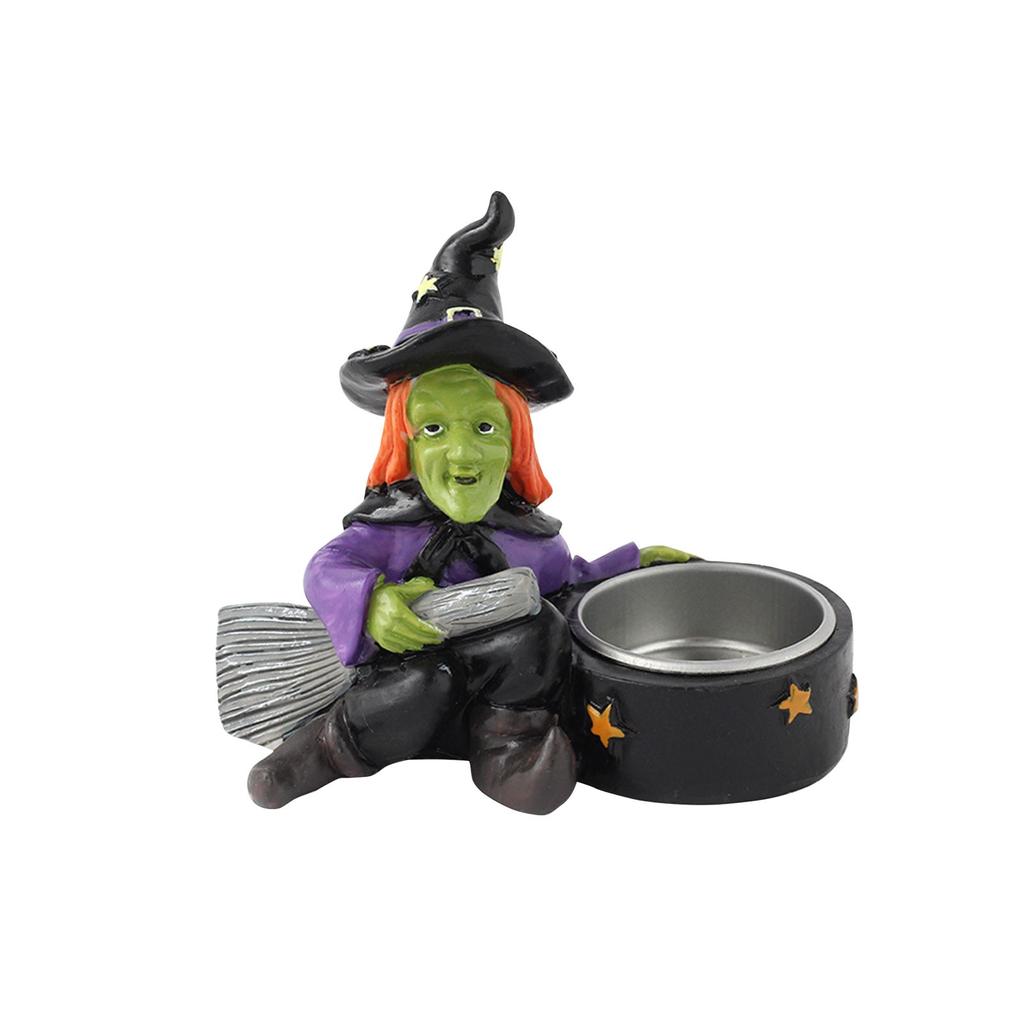 Halloween Decorations Horror Witch Candlestick Stand Festival Party Desktop Resin Ornament