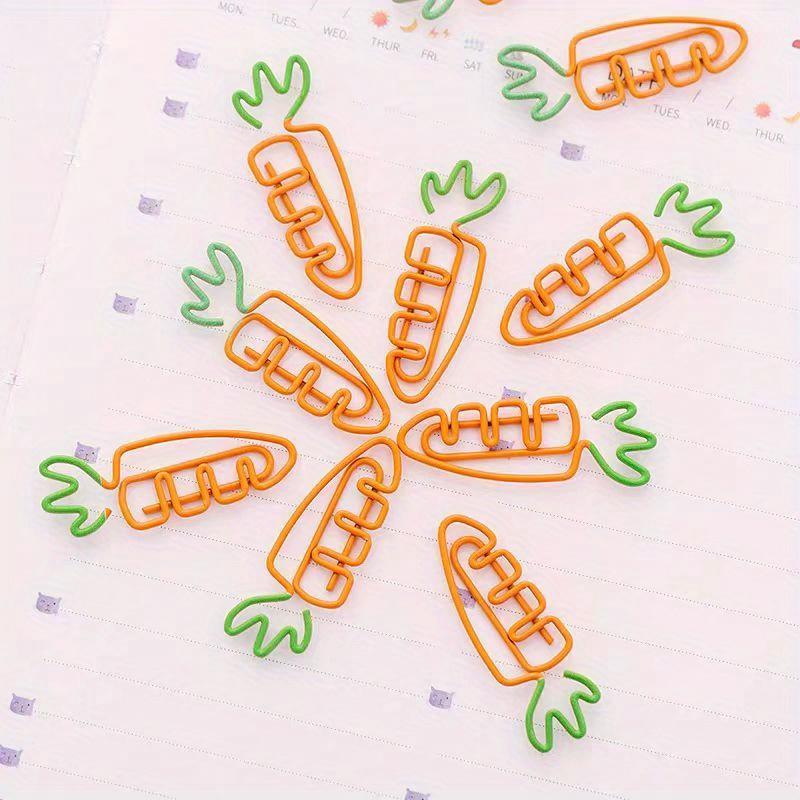 10/20pcs Cute carrot-shaped paper clips - Pastel orange & green, for office Decorations,Party Favors, Bulletin Boards