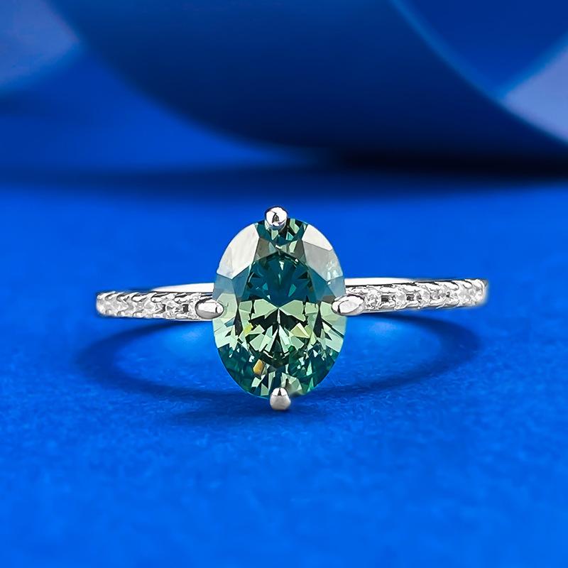 

Jewelry Wind Daily 6 * 8Mm Tourmaline Green Dove Egg Ring Female No. 5