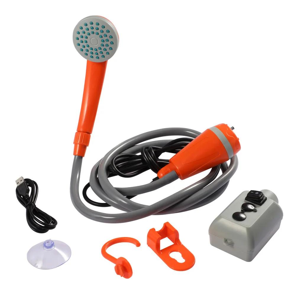 

Portable Travel Shower Device Rechargeable Outdoor Shower Pump Camping High Pressure Spray Head Car Washing Plant Watering Set помаранчевий