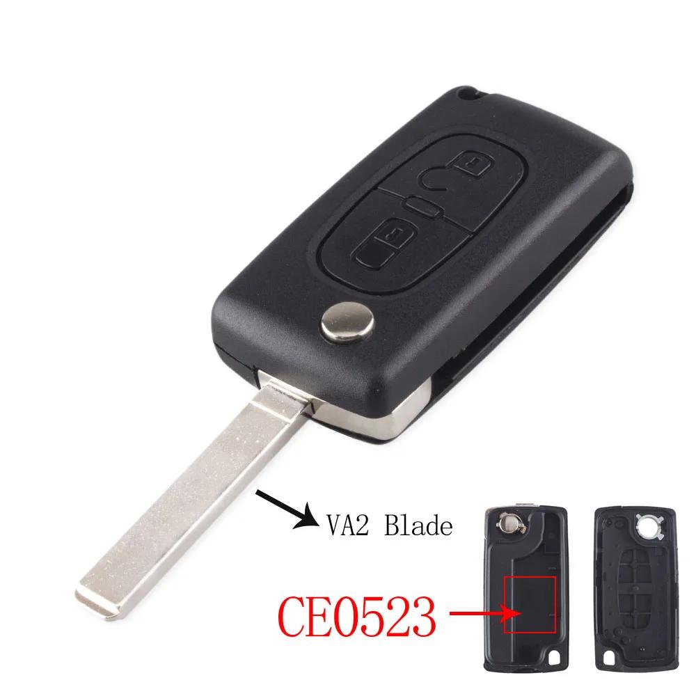 2 Buttons Flip Folding Key Case Blank Shell For Peugeot 107 207 307 307S 308 407 607 VA2/HU83 Blade